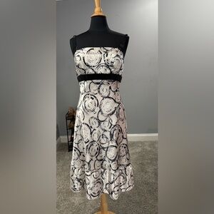 Scala Fit and Flare Black and White Polyester Dress-size 12